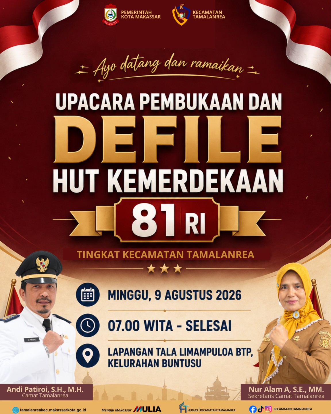 Upacara Pembukaan & Defile HUT Kemerdekaan ke 81 RI Tingkat Kecamatan Tamalanrea